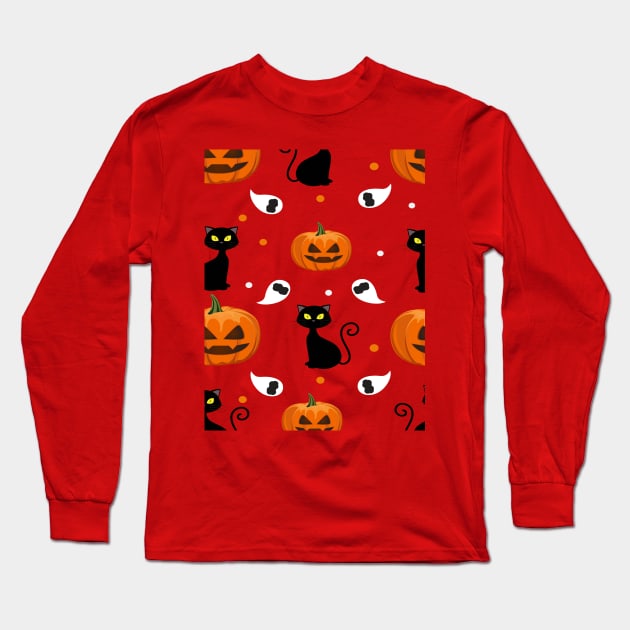 Halloween Pattern Long Sleeve T-Shirt by DragonTees